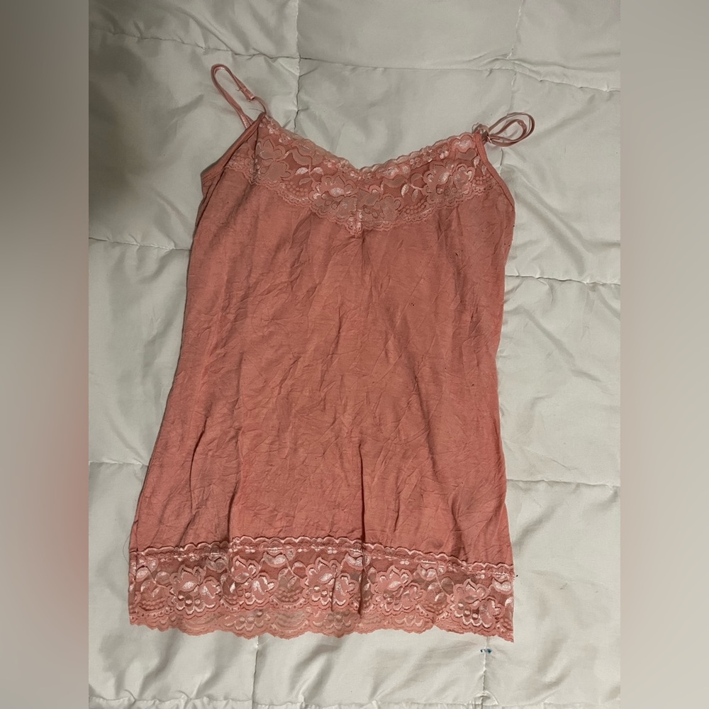 Pink laced tank top